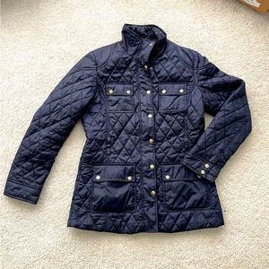 Banana Republic Women's Diamond Quilted Puffer Blue Jacket Coat Zip/Snap